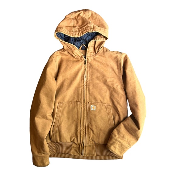 Cathartt Loose Fit Insulated Duck Jacket Brown Ribbed Sleeve Winter Coat M - Picture 2 of 8